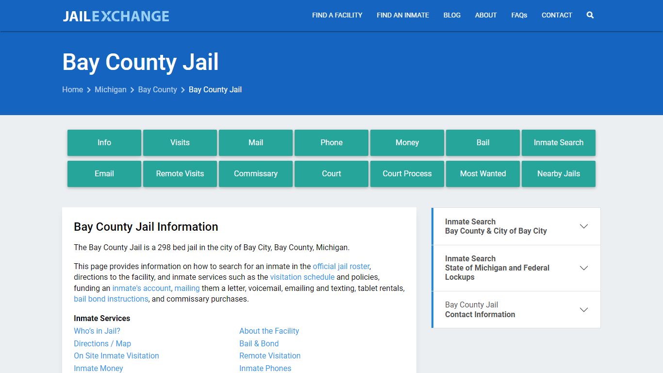 Bay County Jail, MI Inmate Search, Information - Jail Exchange